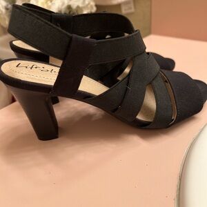 Life Style stretch strappy chunk heels